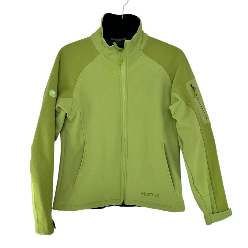 Marmot Womens Jacket Softshell M Green Fleece Lined Wind Resistant Hiking Coat
